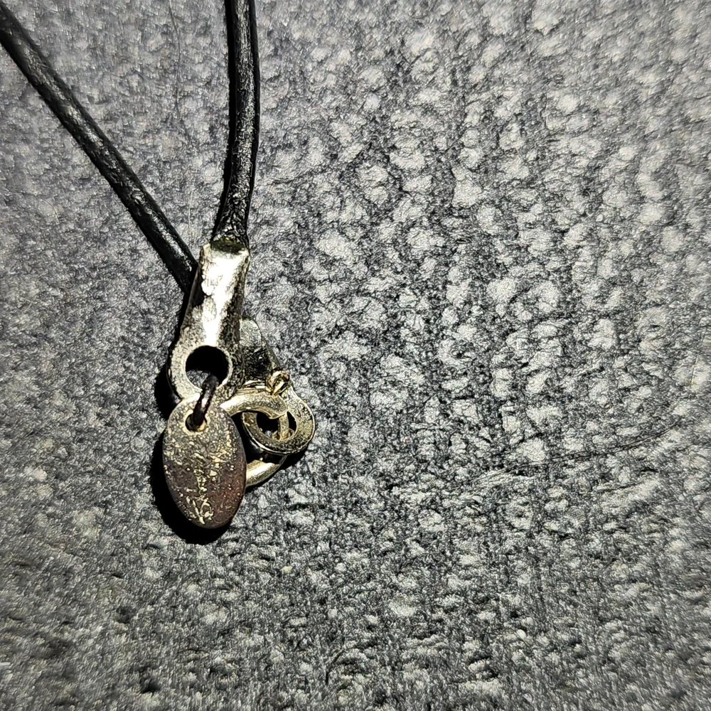 Silver and Yellow And Black Marbled Pendant Necklace